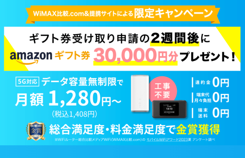 カシモWiMAXのLP画像
