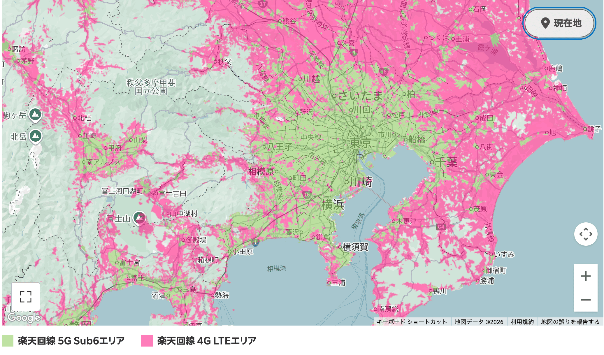 Rakuten Turboのエリアマップ